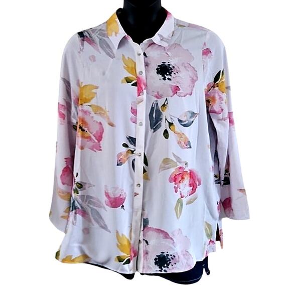 Nicole by Nicole Miller Floral Button-Down Blouse Women’s Size Large NWOT - Picture 2 of 6